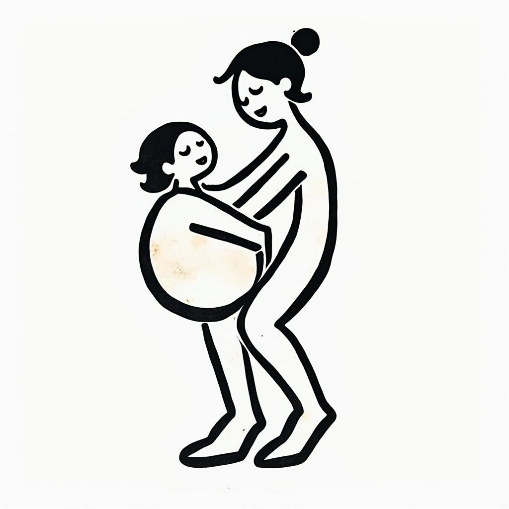Mother breastfeeding her baby.abstract dancing figures in Keith Haring style, featuring bold black outlines and solid color fills, figures posed in dynamic and playful dance movements, minimalist design