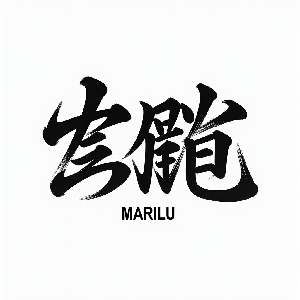 Marilutext-based tattoo, japanese font ultra-realistic, perfectly placed, high-quality font design, photo-realistic shading, 8k, high quality, finely detailed typograph - Variation 1