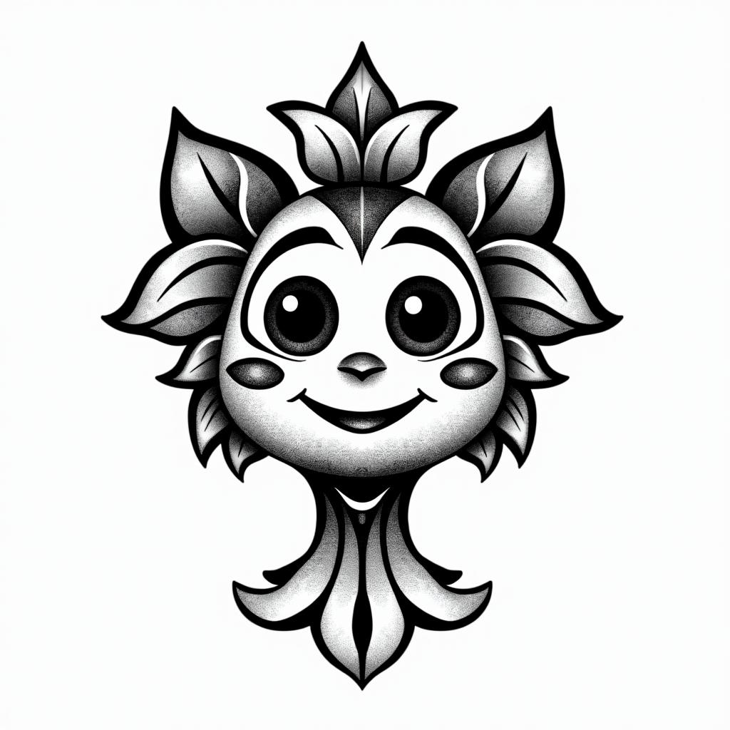 Smiling small sushiin tribal tattoo style, featuring bold and black geometric shapes, curved lines, intertwine and flow seamlessly, creating a powerful and symbolic design, polynesian and maori styles - Variation 4