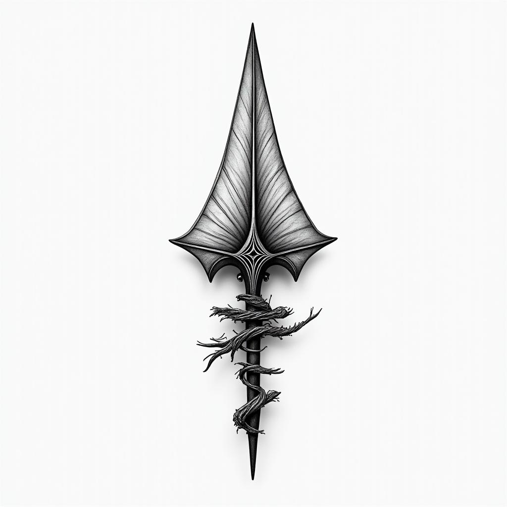 Flint arrowhigly detailed tattoo - Variation 3