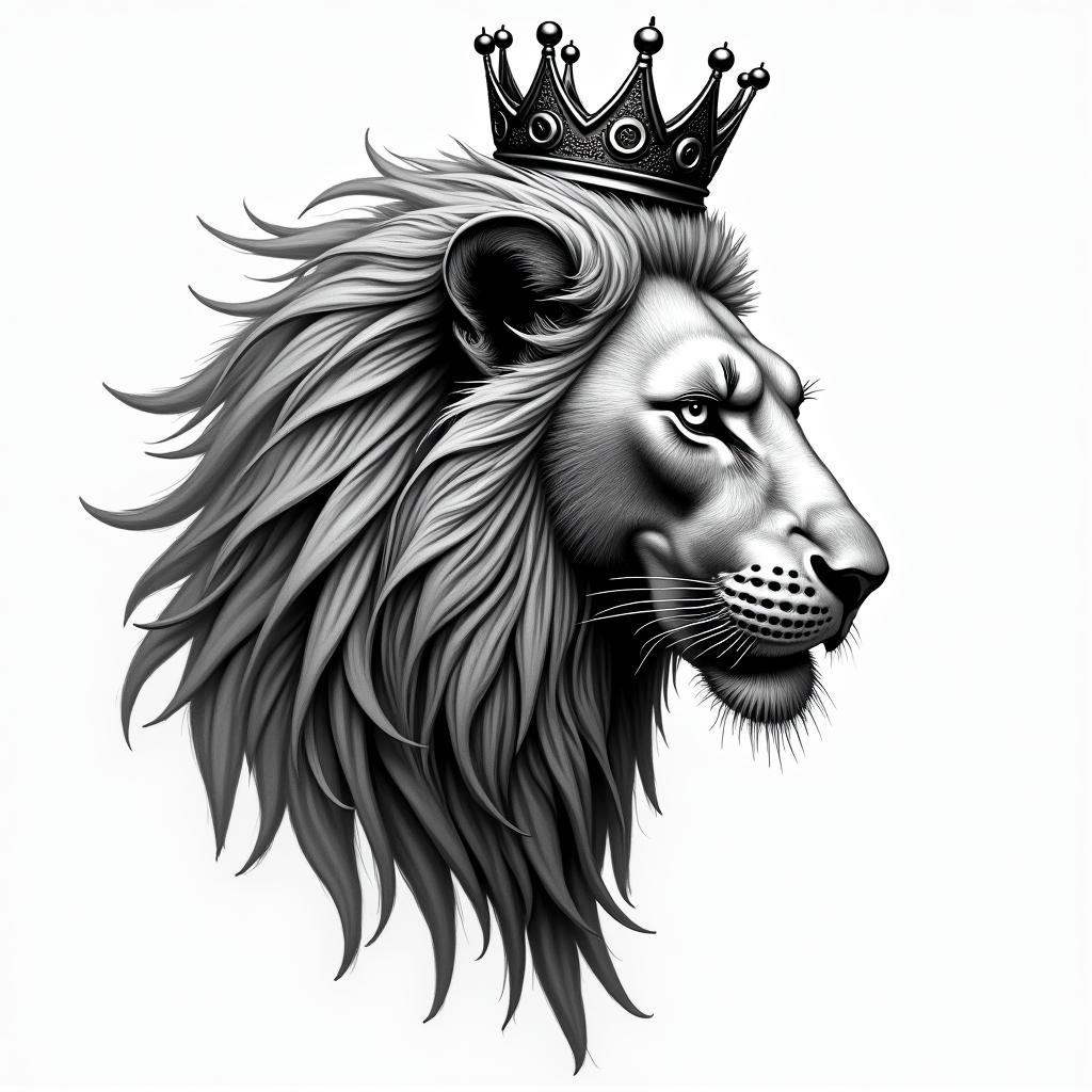 Lioness with crown on headtattoo in biomechanic style, the tattoo covered by robotic elements of futuristic cyberpunk design, robotic features detail, showcasing intricate mechanical components