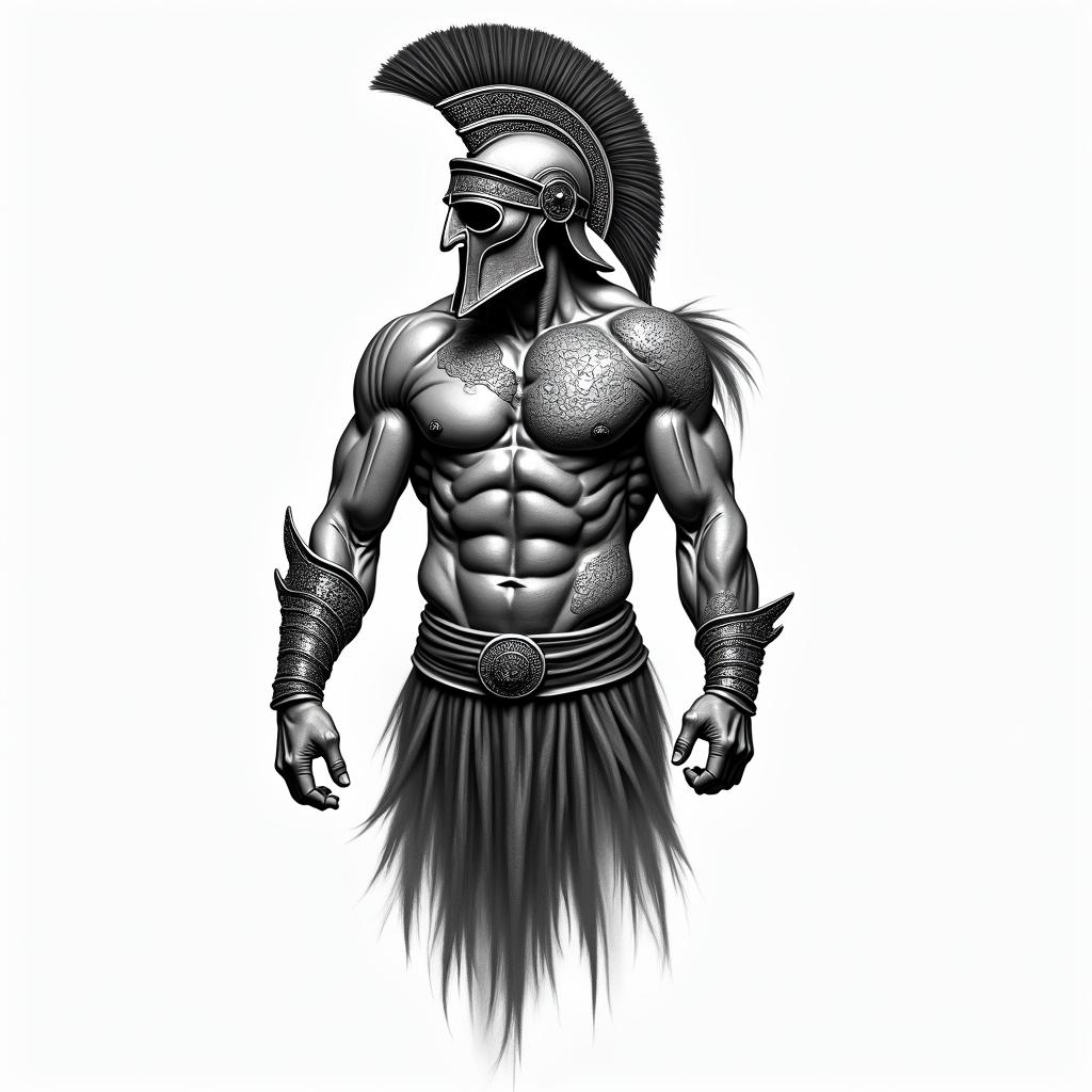 Spartan half sleevehigly detailed tattoo - Variation 2