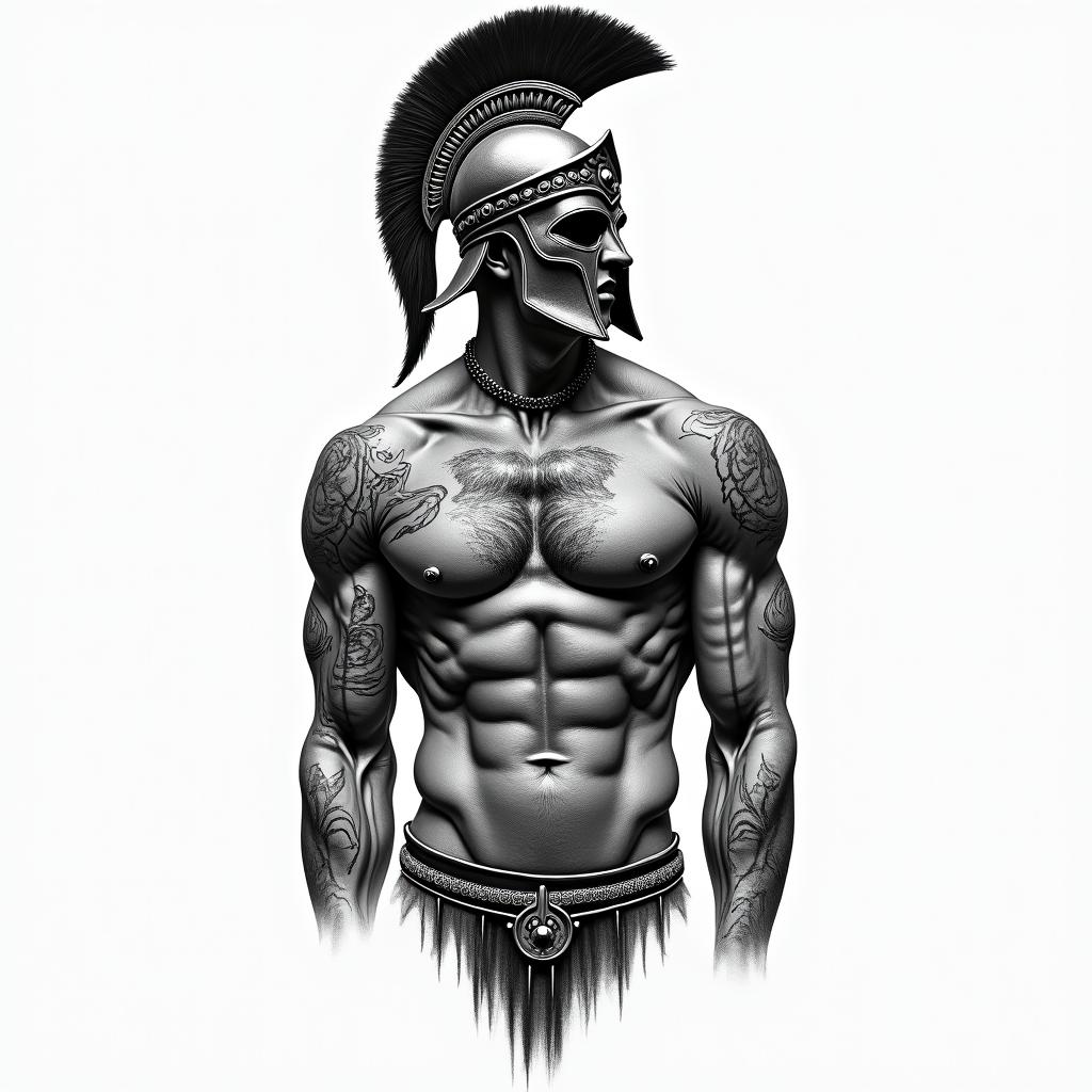 Spartan half sleevehigly detailed tattoo - Variation 4