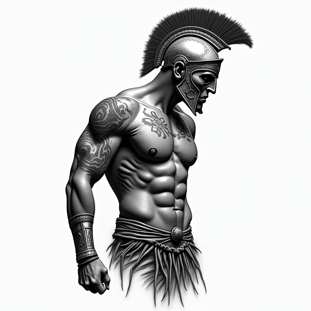 Spartan half sleevehigly detailed tattoo
