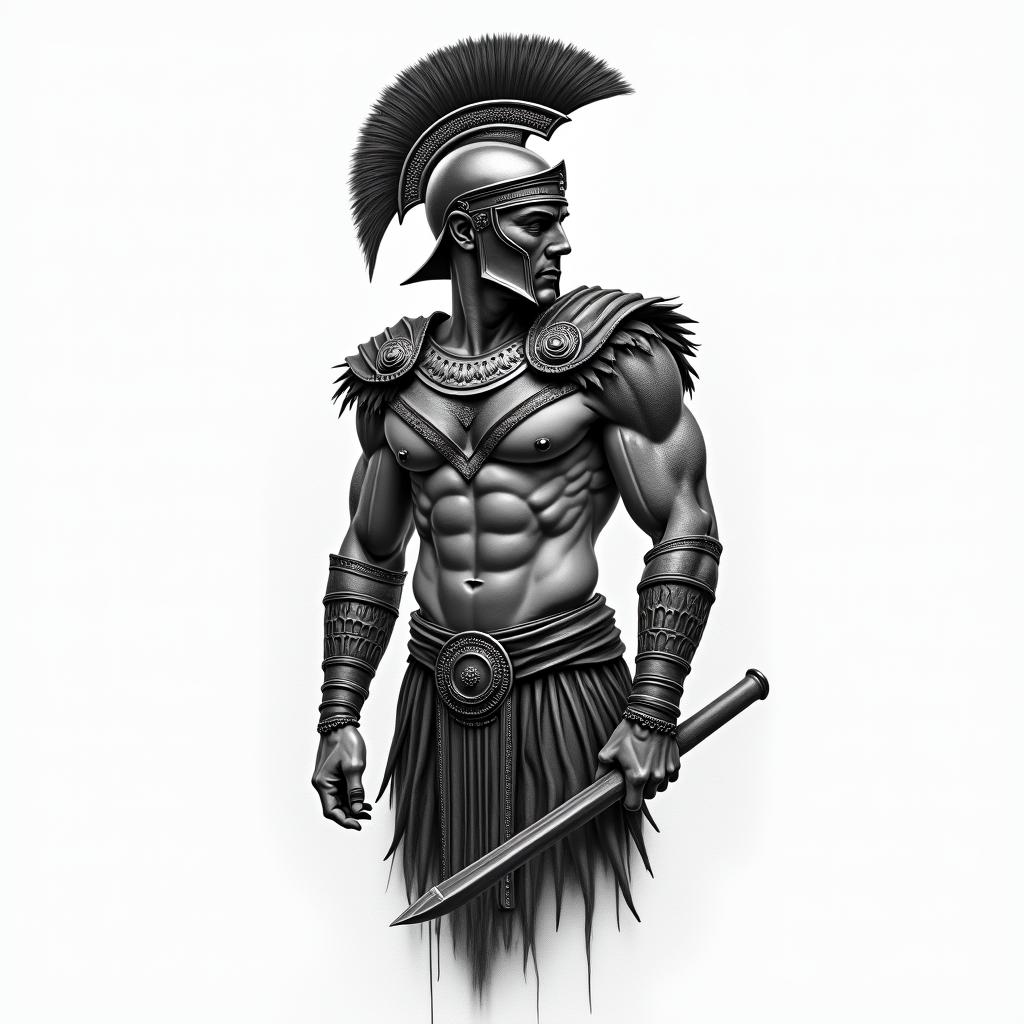 Spartan half sleevehigly detailed tattoo - Variation 3