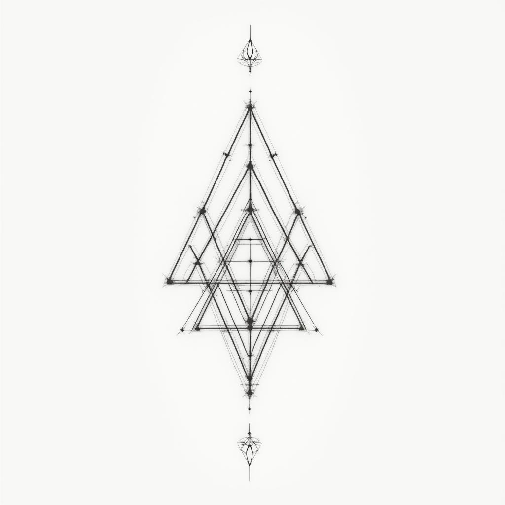 Minimalistin minimalist style tattoo, featuring simple shapes and fine lines, with minimal shading and details, tiny triangles, creating a sense of balance and harmony - Variation 3