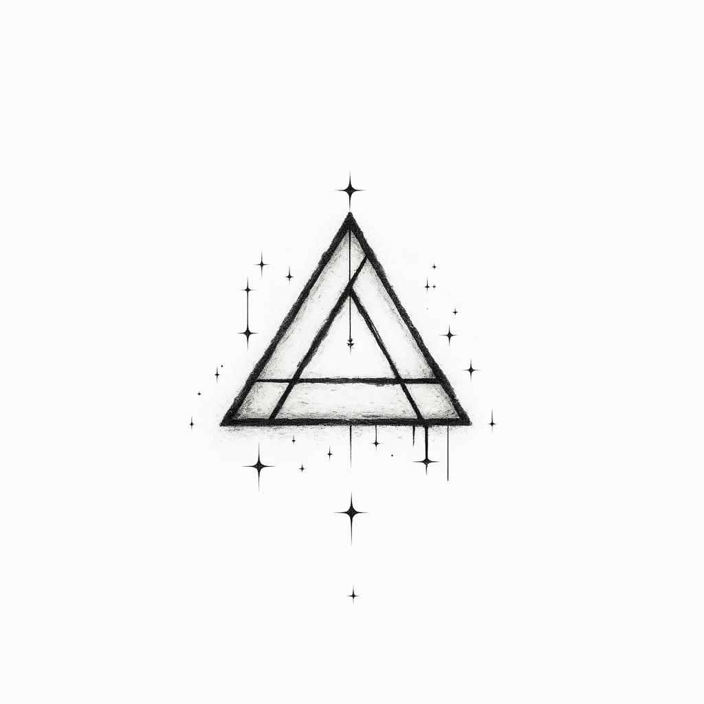 Minimalistin minimalist style tattoo, featuring simple shapes and fine lines, with minimal shading and details, tiny triangles, creating a sense of balance and harmony - Variation 2