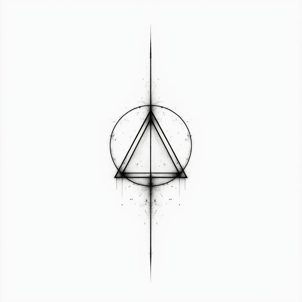 Minimalistin minimalist style tattoo, featuring simple shapes and fine lines, with minimal shading and details, tiny triangles, creating a sense of balance and harmony