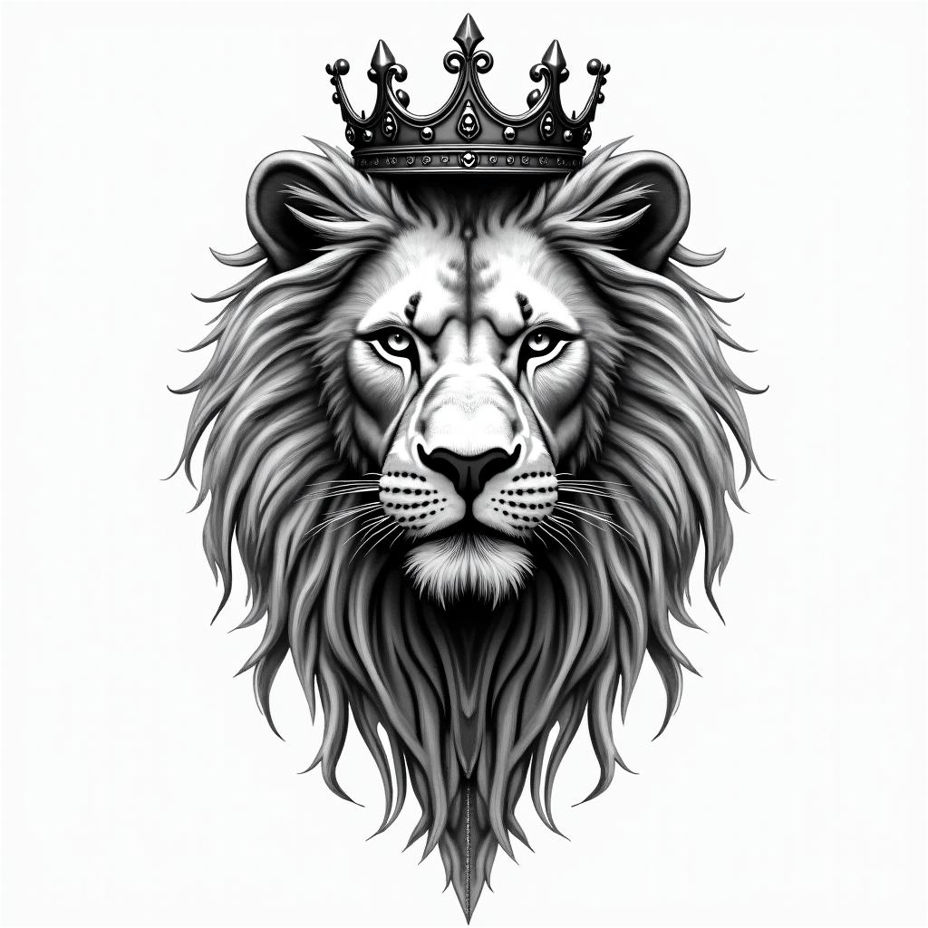 Beautiful lioness with royal crowntattoo in biomechanic style, the tattoo covered by robotic elements of futuristic cyberpunk design, robotic features detail, showcasing intricate mechanical components - Variation 4