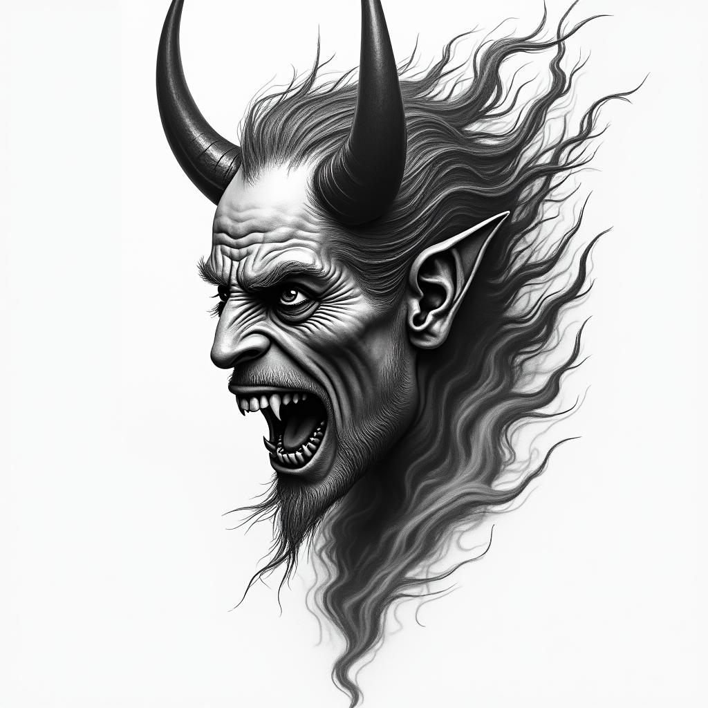 The devil and god raging inside mehigly detailed tattoo - Variation 4