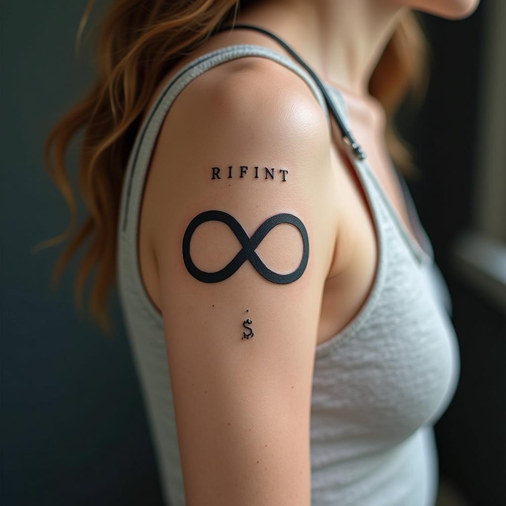 Robert infinityminimalist text-based tattoo, Monospace font ultra-realistic, perfectly placed, high-quality font design, photo-realistic shading, 8k, high quality, finely detailed typograph - Variation 6