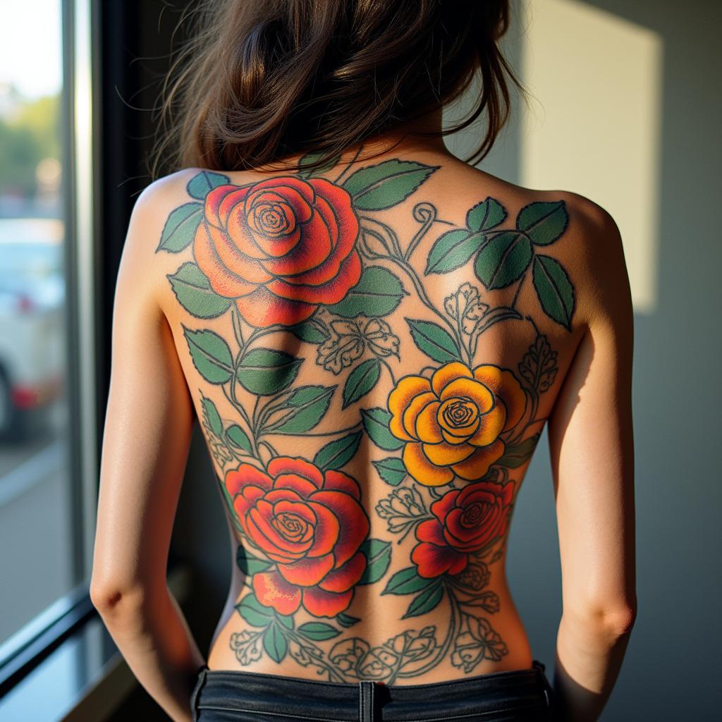 Woman, coffee, booksin pop art style tattoo, featuring bold and vibrant colors, exaggerated outlines, iconic imagery, inspired by comic books and speech bubbles, comic book characters, retro pop culture - Variation 2