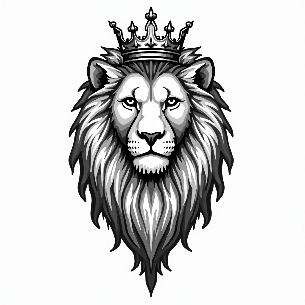 Beautiful lioness with royal crownin 8-bit tattoo style, minimalistic pixel style tattoo, pixel art with simplified shapes and retro gaming visuals, inspired by 8-bit pixel based detailing - Variation 2