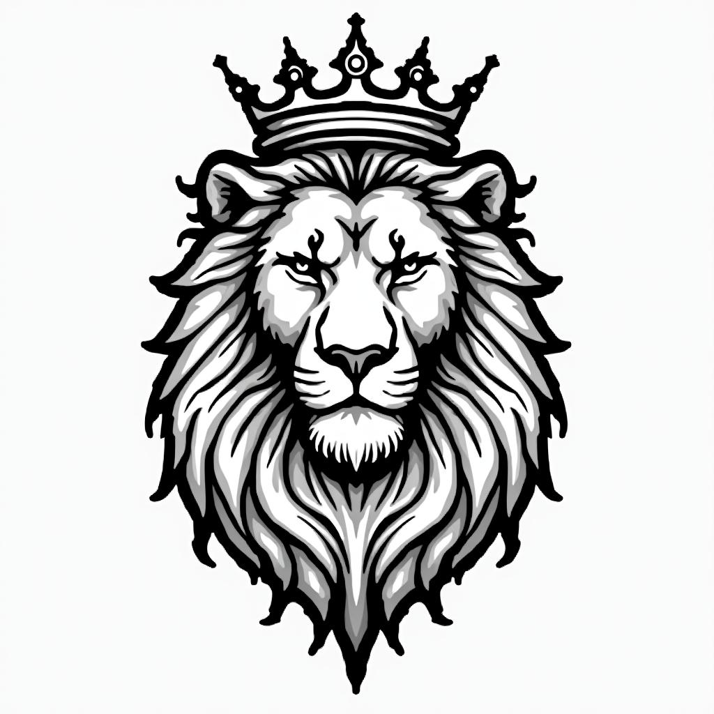 Beautiful lioness with royal crownin 8-bit tattoo style, minimalistic pixel style tattoo, pixel art with simplified shapes and retro gaming visuals, inspired by 8-bit pixel based detailing