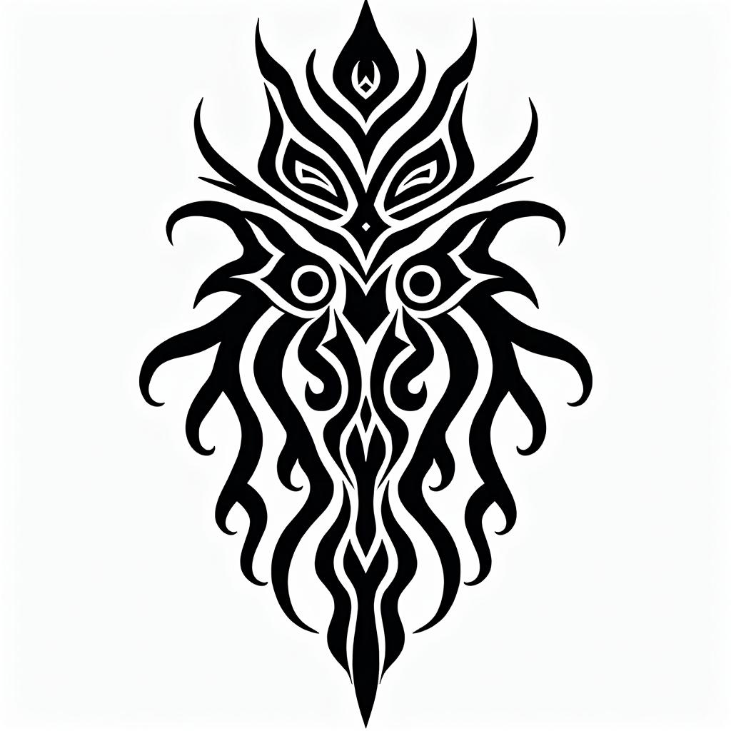 Tribal chiefin tribal tattoo style, featuring bold and black geometric shapes, curved lines, intertwine and flow seamlessly, creating a powerful and symbolic design, polynesian and maori styles - Variation 2
