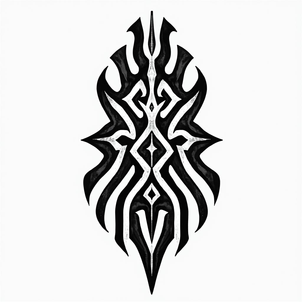 Mariluin tribal tattoo style, featuring bold and black geometric shapes, curved lines, intertwine and flow seamlessly, creating a powerful and symbolic design, polynesian and maori styles
