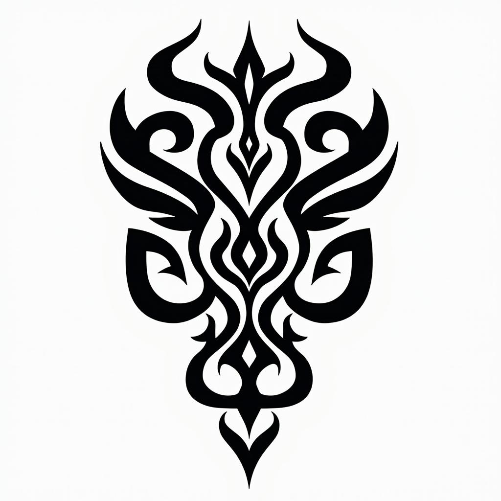 Mariluin tribal tattoo style, featuring bold and black geometric shapes, curved lines, intertwine and flow seamlessly, creating a powerful and symbolic design, polynesian and maori styles - Variation 4