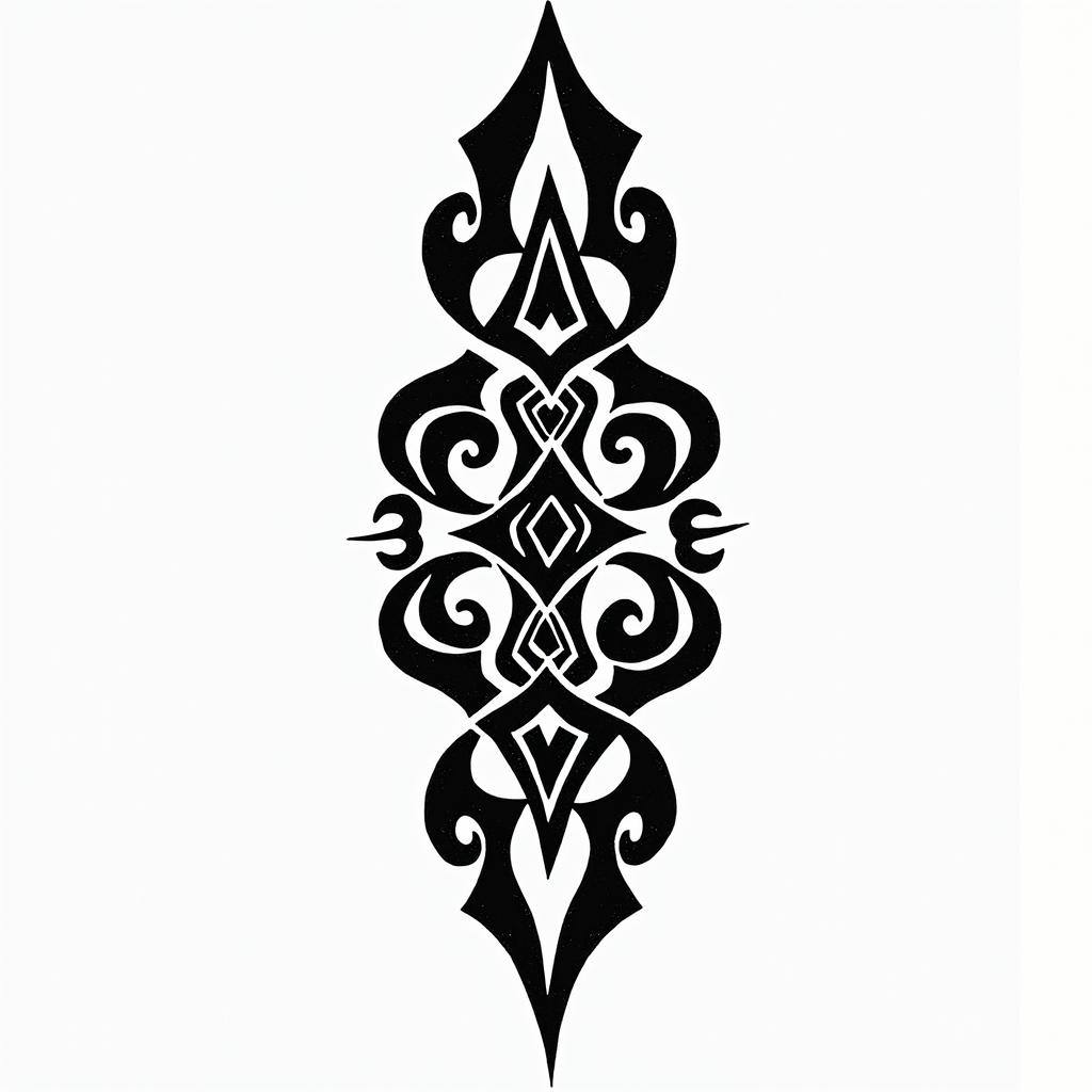 Mariluin tribal tattoo style, featuring bold and black geometric shapes, curved lines, intertwine and flow seamlessly, creating a powerful and symbolic design, polynesian and maori styles - Variation 2