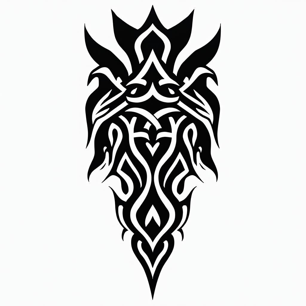 Mariluin tribal tattoo style, featuring bold and black geometric shapes, curved lines, intertwine and flow seamlessly, creating a powerful and symbolic design, polynesian and maori styles - Variation 3