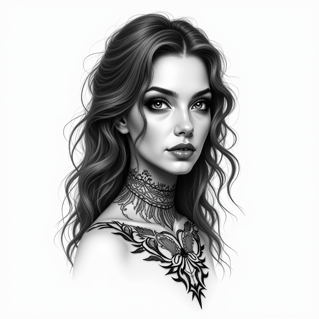 Johana Selene, Scorpio, doctor, November 22, 1987in bohemian style tattoo, 8k - Variation 1