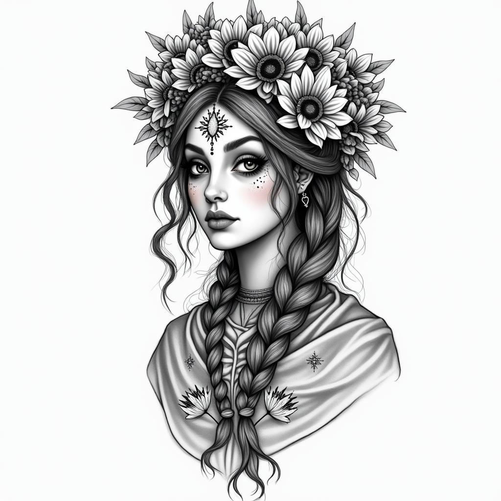 Johana Selene, Scorpio, doctor, November 22, 1987in bohemian style tattoo, 8k - Variation 3