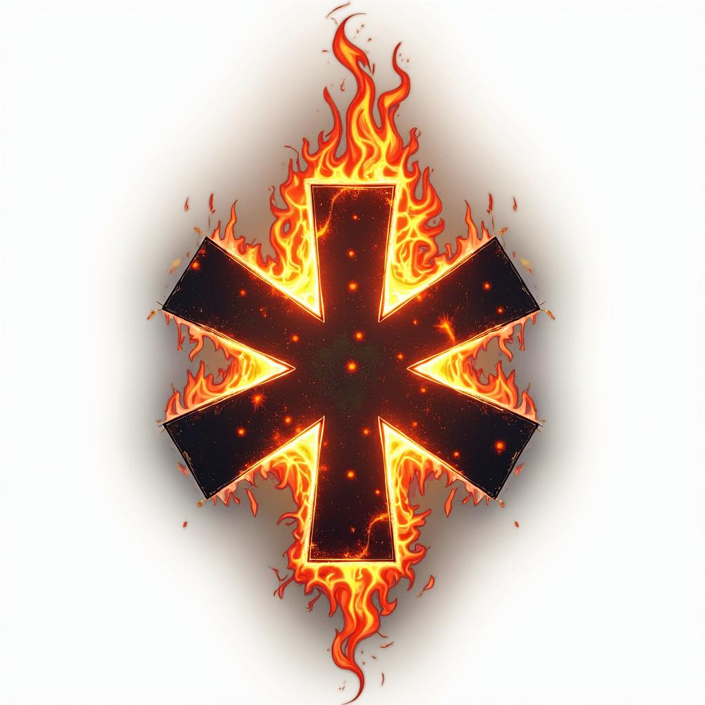 Emergency medical servicesin flame tattoo style showcasing fiery elements with dynamic flame patterns, glowing effect of flames, natural colors - Variation 4