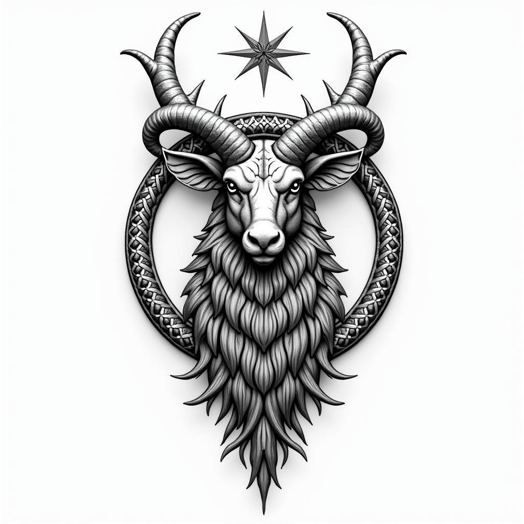 Union of Taurus with Scorpioin bohemian style tattoo, 8k - Variation 2