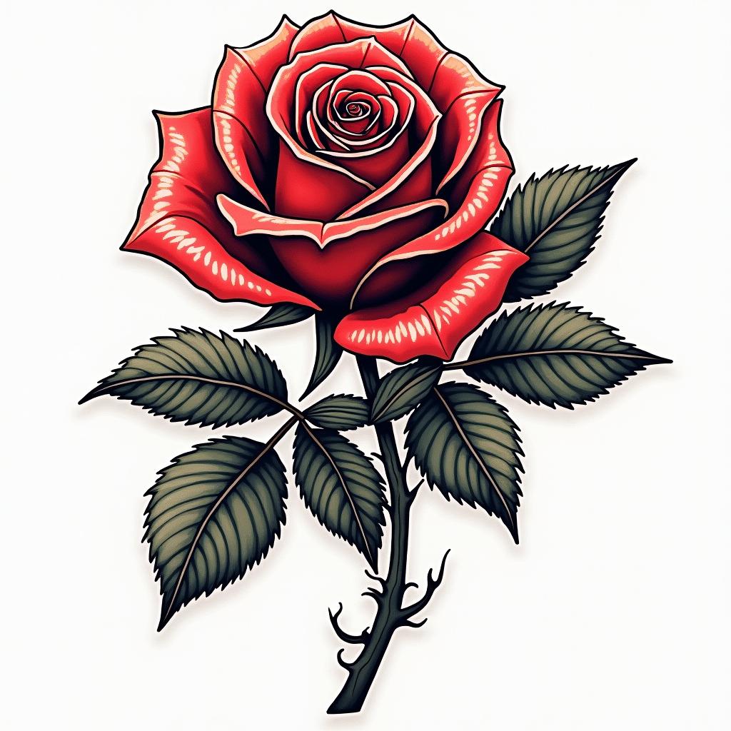 Music rosein pop art style tattoo, featuring bold and vibrant colors, exaggerated outlines, iconic imagery, inspired by comic books and speech bubbles, comic book characters, retro pop culture - Variation 4