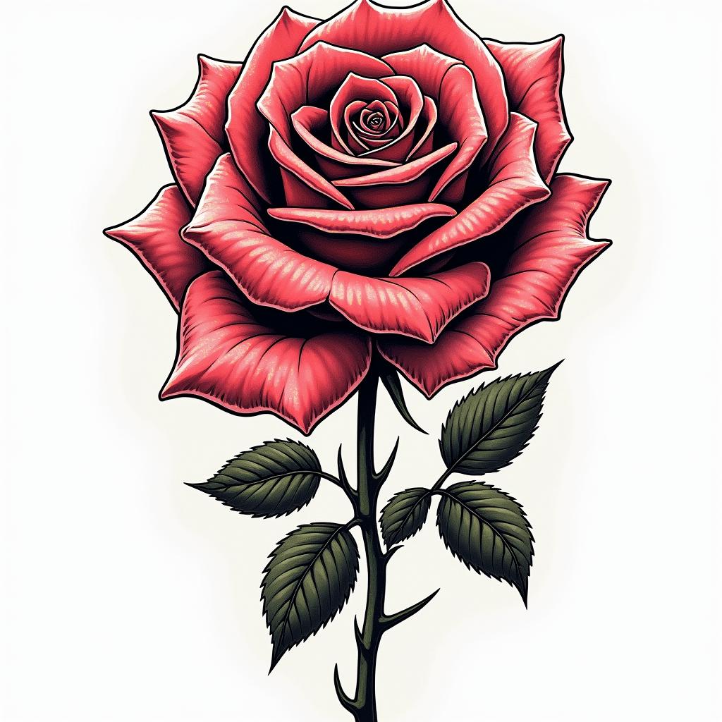 Music rosein pop art style tattoo, featuring bold and vibrant colors, exaggerated outlines, iconic imagery, inspired by comic books and speech bubbles, comic book characters, retro pop culture - Variation 3