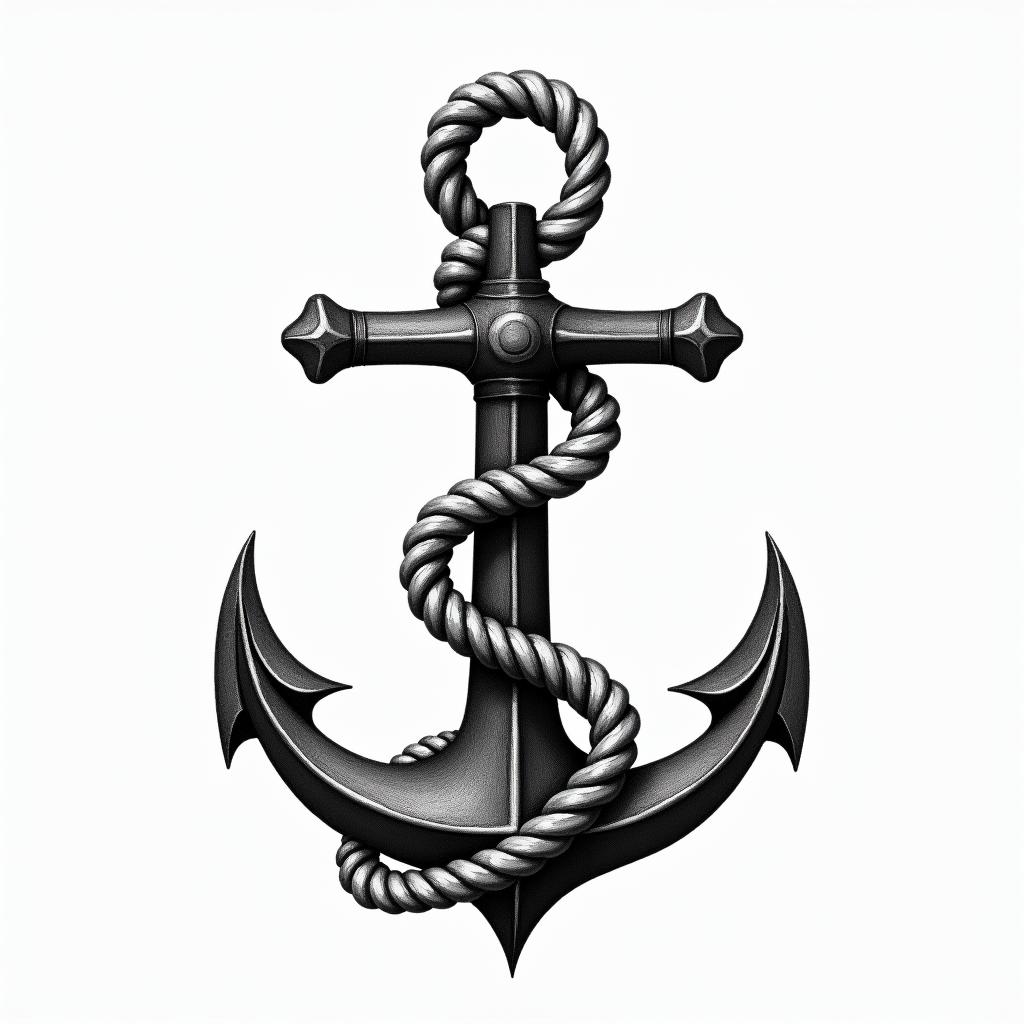 Anchor with nautical rope and compass ha bb bv well and 
b bhigly detailed tattoo - Variation 3