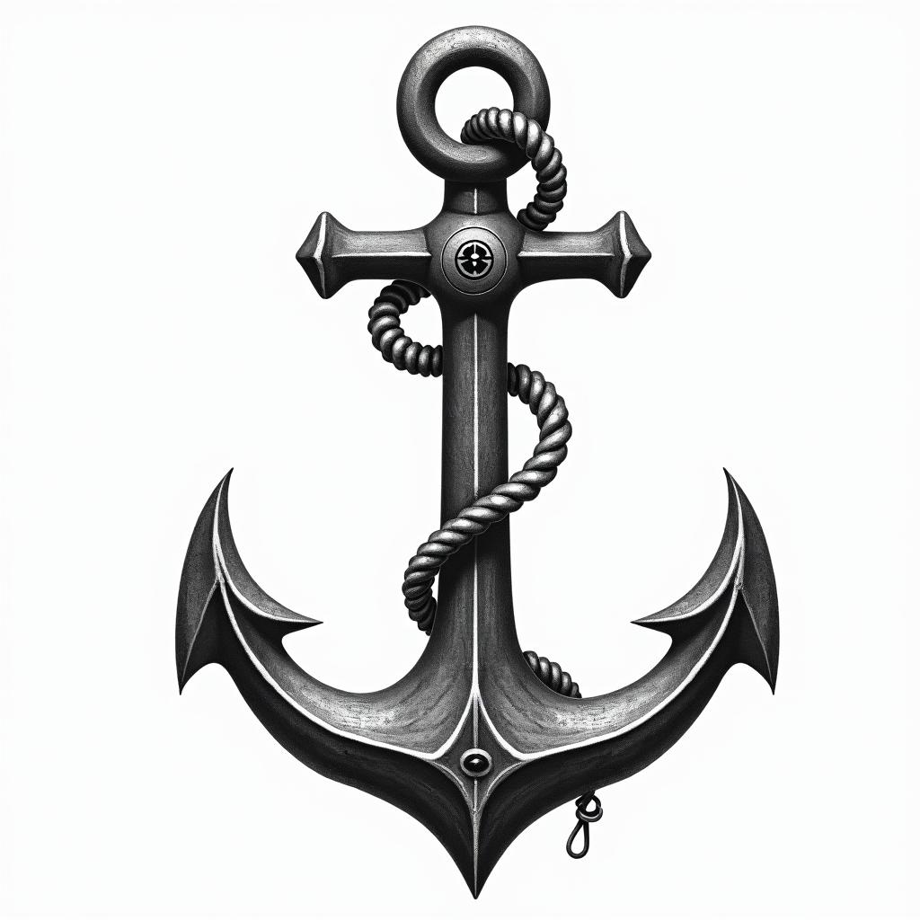 Anchor with nautical rope and compass ha bb bv well and 
b bhigly detailed tattoo - Variation 4