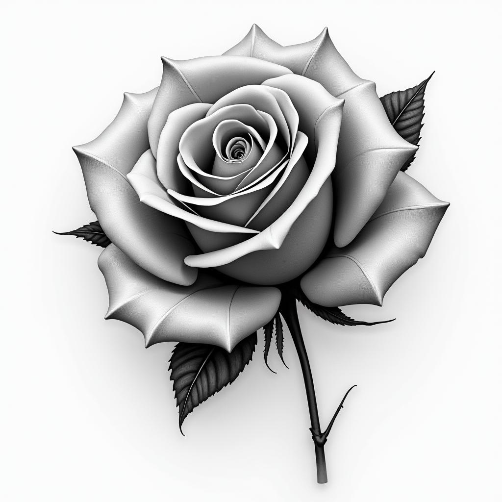 Music rosein realism tattoo style, featuring a highly detailed, lifelike, capturing every detail, photorealistic, ultra realistic, intricate shading, smooth and sharp,