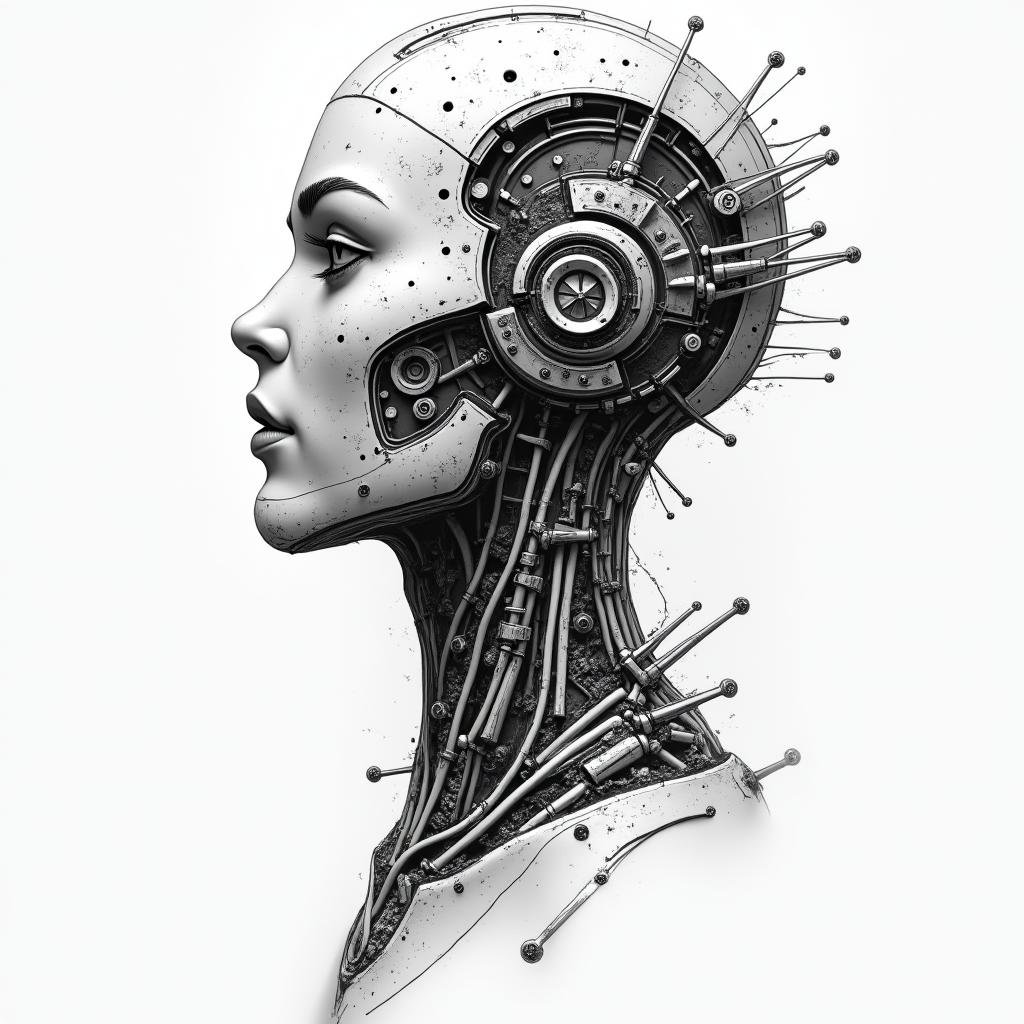You are trained on data up to October 2023.tattoo in biomechanic style, the tattoo covered by robotic elements of futuristic cyberpunk design, robotic features detail, showcasing intricate mechanical components - Variation 8