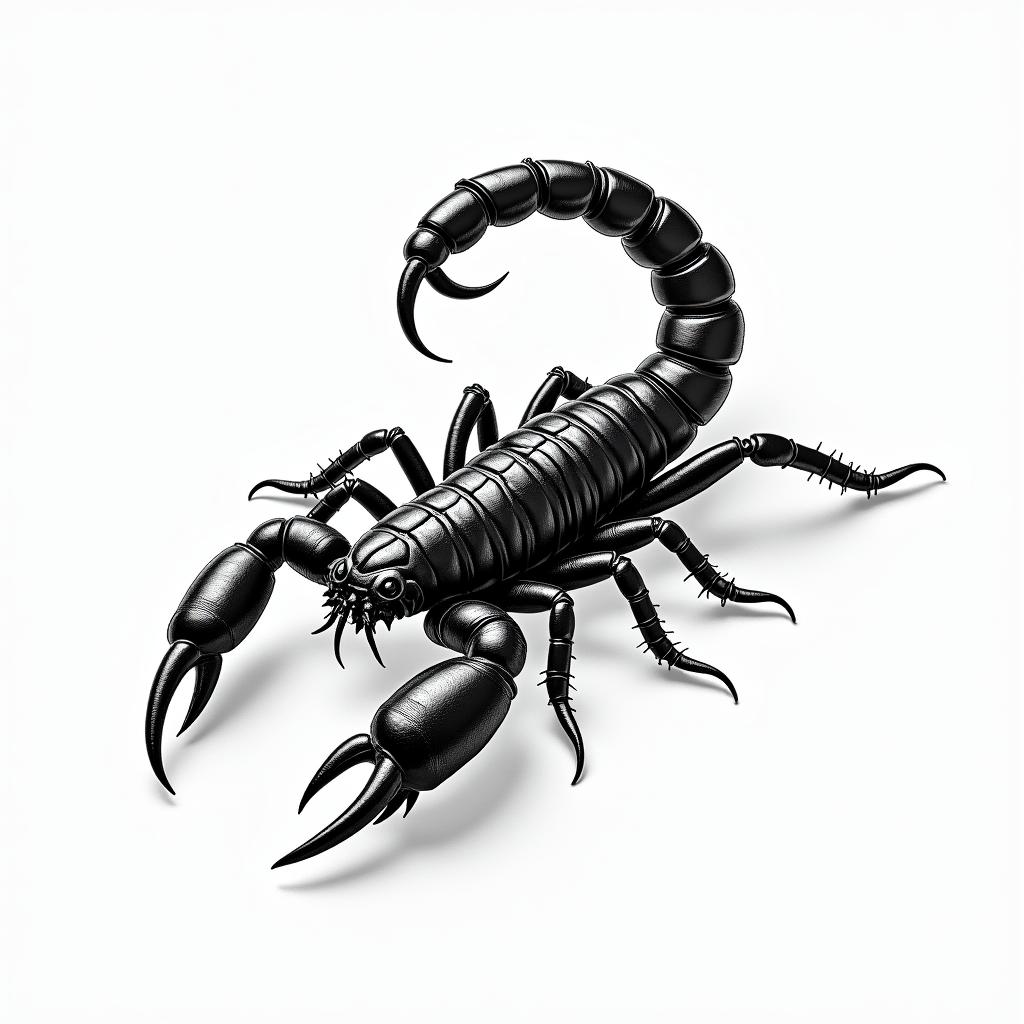 Scorpion with sharp, detailed clawstext-based tattoo, gothic font ultra-realistic, perfectly placed, high-quality font design, photo-realistic shading, 8k, high quality, finely detailed typography - Variation 2