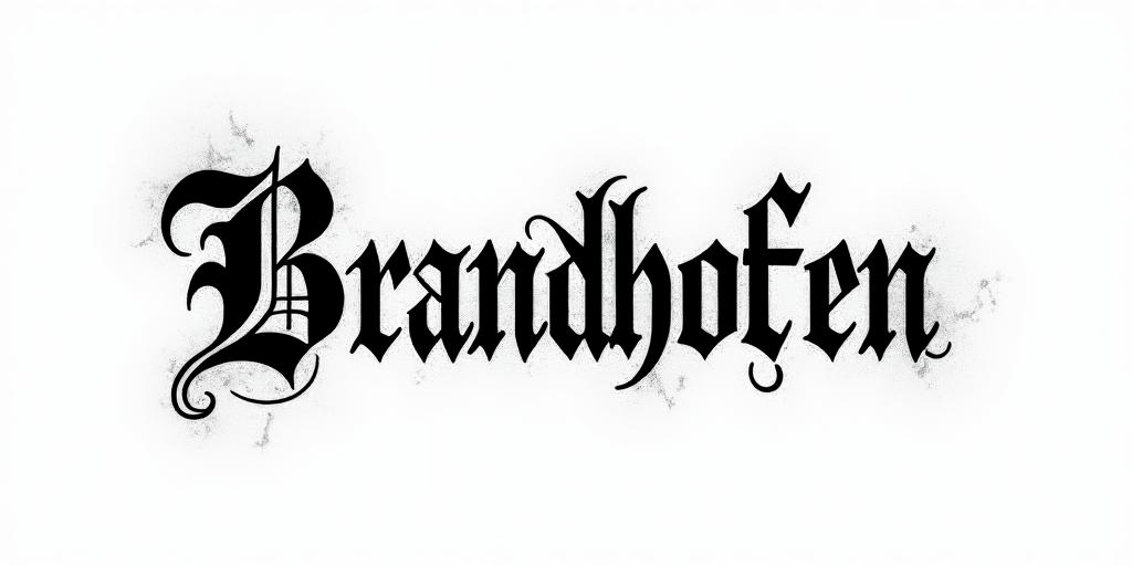 Brandhofentext-based tattoo, gothic font ultra-realistic, perfectly placed, high-quality font design, photo-realistic shading, 8k, high quality, finely detailed typography - Variation 12