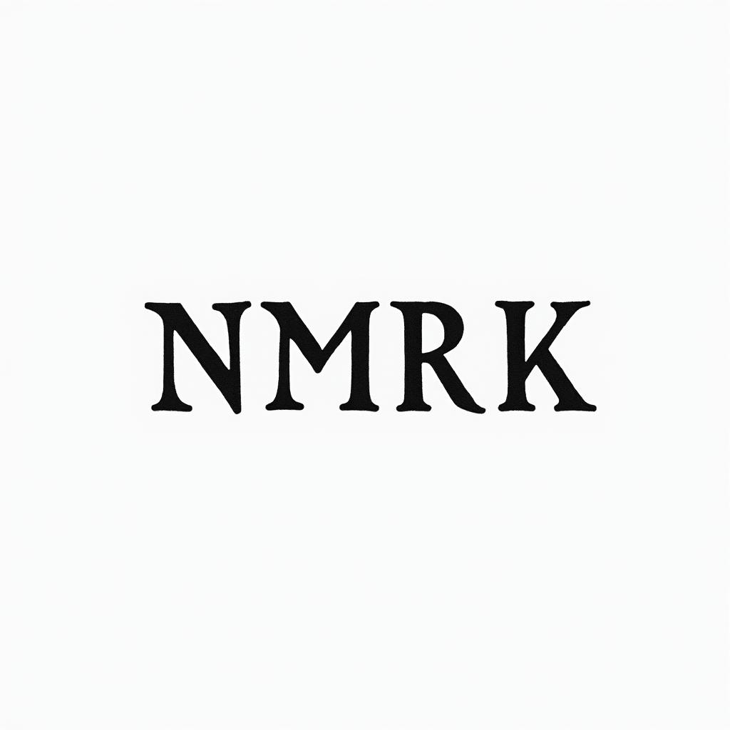 Simple letters “NMRK”minimalist text-based tattoo, Monospace font ultra-realistic, perfectly placed, high-quality font design, photo-realistic shading, 8k, high quality, finely detailed typograph - Variation 5