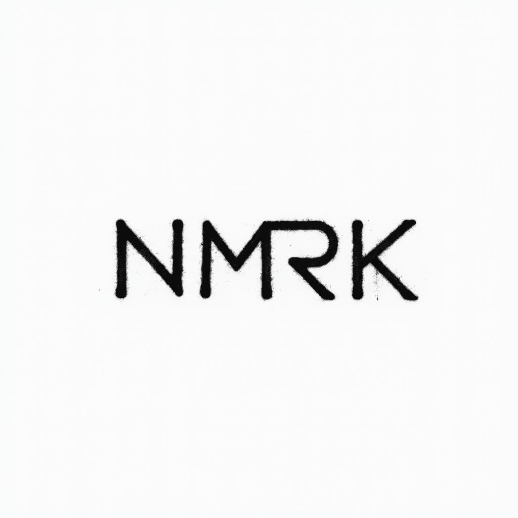 Simple letters “NMRK”minimalist text-based tattoo, Monospace font ultra-realistic, perfectly placed, high-quality font design, photo-realistic shading, 8k, high quality, finely detailed typograph - Variation 7