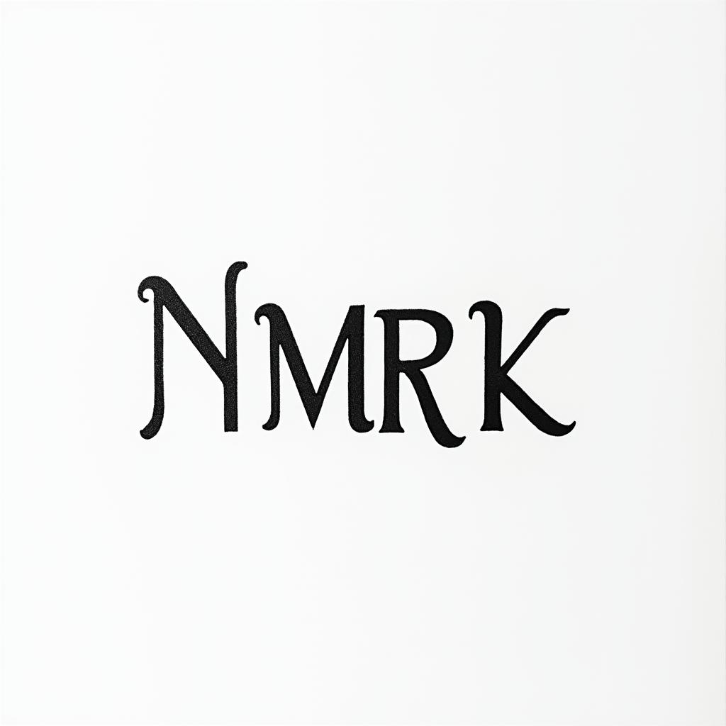 Simple letters “NMRK”minimalist text-based tattoo, Monospace font ultra-realistic, perfectly placed, high-quality font design, photo-realistic shading, 8k, high quality, finely detailed typograph - Variation 6