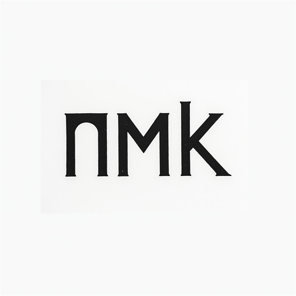 Letters “NMRK” verticalminimalist text-based tattoo, Monospace font ultra-realistic, perfectly placed, high-quality font design, photo-realistic shading, 8k, high quality, finely detailed typograph - Variation 5