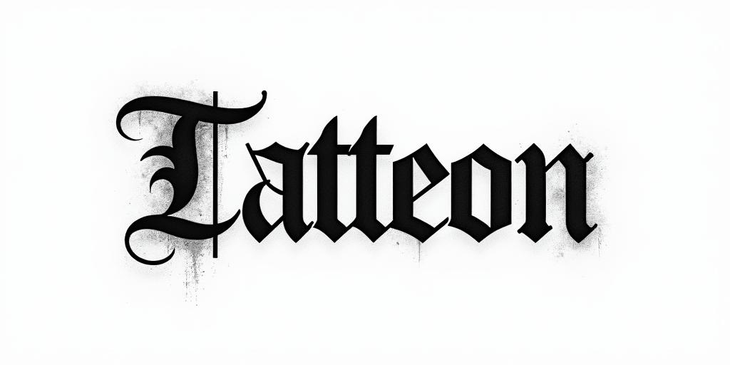 Brandhofentext-based tattoo, gothic font ultra-realistic, perfectly placed, high-quality font design, photo-realistic shading, 8k, high quality, finely detailed typography
