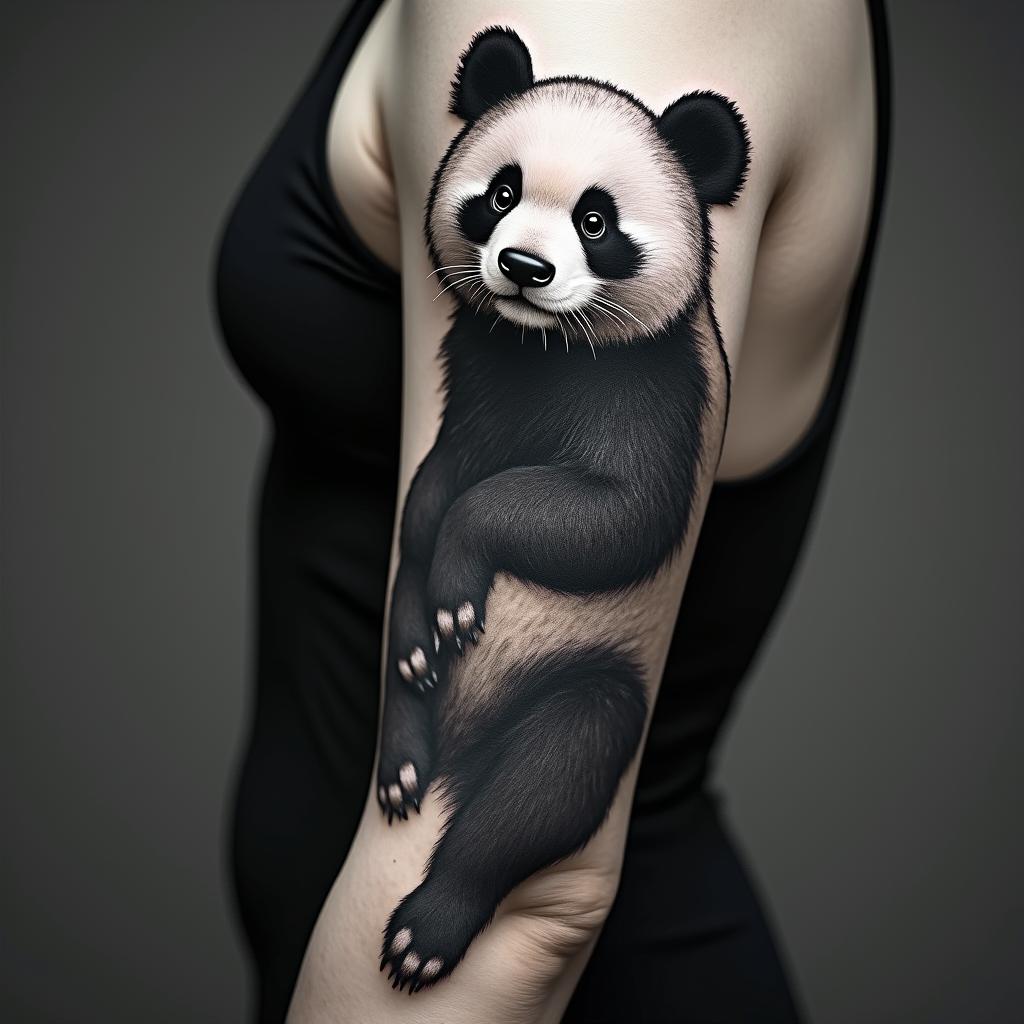 Neo traditional pandahigly detailed tattoo - Variation 3