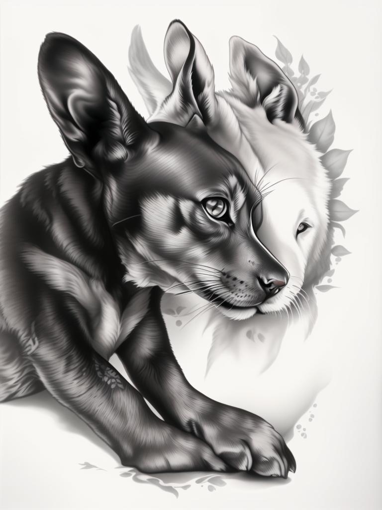 A highly detailed and lifelike composition, tattoo art, realism style, ultra-high resolution, smooth gradients and intricate textures, monochromatic black-and-gray tones, diffused soft lighting for natural depth.undefined - Variation 197