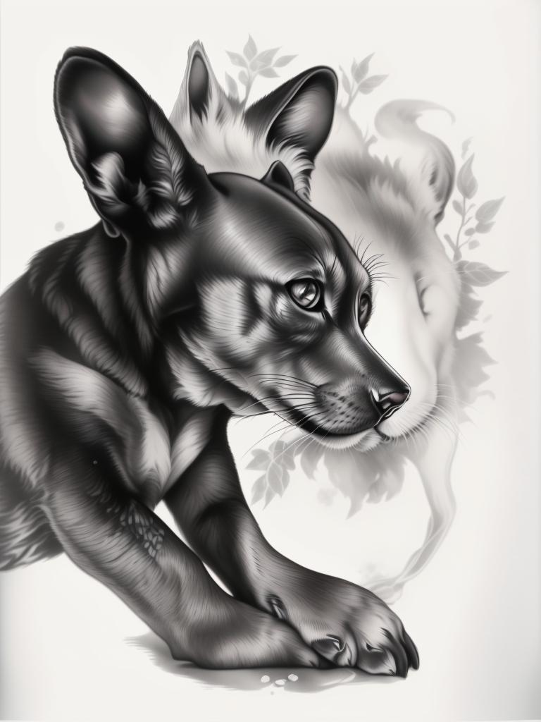 A highly detailed and lifelike composition, tattoo art, realism style, ultra-high resolution, smooth gradients and intricate textures, monochromatic black-and-gray tones, diffused soft lighting for natural depth.undefined - Variation 196