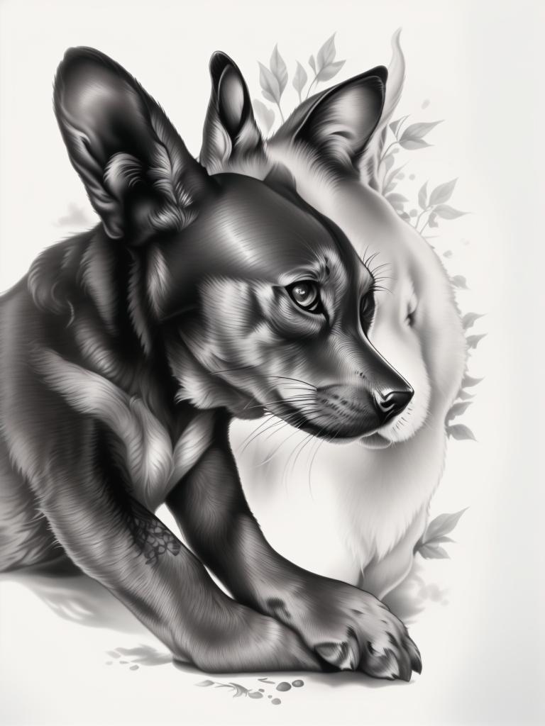 A highly detailed and lifelike composition, tattoo art, realism style, ultra-high resolution, smooth gradients and intricate textures, monochromatic black-and-gray tones, diffused soft lighting for natural depth.undefined - Variation 198