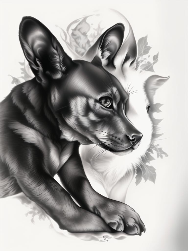 A highly detailed and lifelike composition, tattoo art, realism style, ultra-high resolution, smooth gradients and intricate textures, monochromatic black-and-gray tones, diffused soft lighting for natural depth.undefined - Variation 192