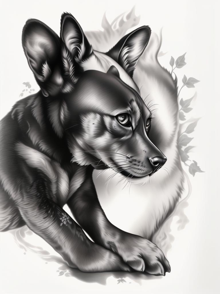 A highly detailed and lifelike composition, tattoo art, realism style, ultra-high resolution, smooth gradients and intricate textures, monochromatic black-and-gray tones, diffused soft lighting for natural depth.undefined - Variation 188