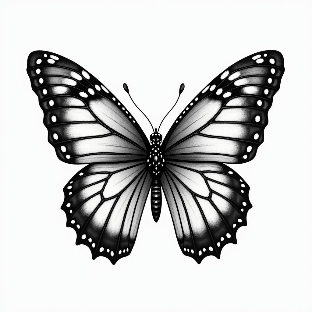 Butterfly with intricate wing patternsin japanese style tattoo, detailed tattoo, traditional japanese culture tattoo, mythology, 8k - Variation 4