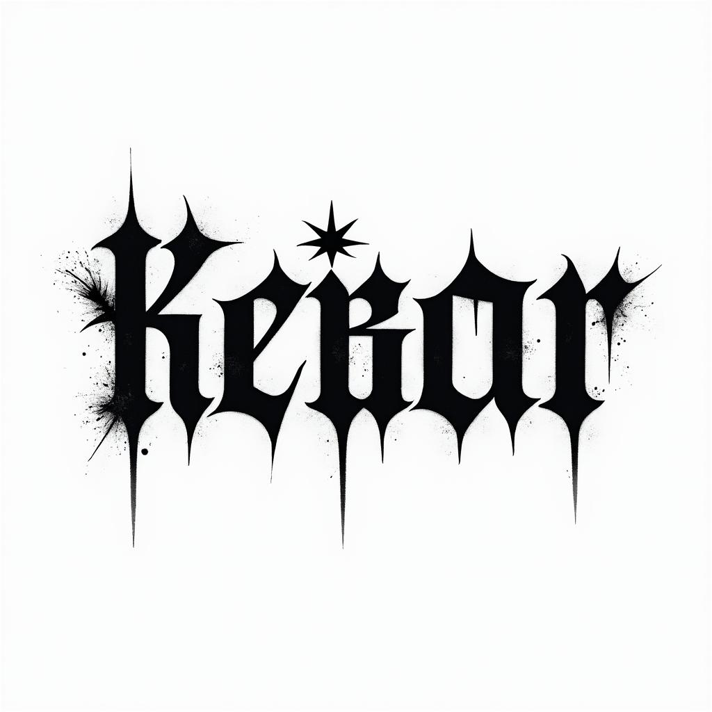 KEIZER, VIRGO, SEAFARERtext-based tattoo, gothic font ultra-realistic, perfectly placed, high-quality font design, photo-realistic shading, 8k, high quality, finely detailed typography