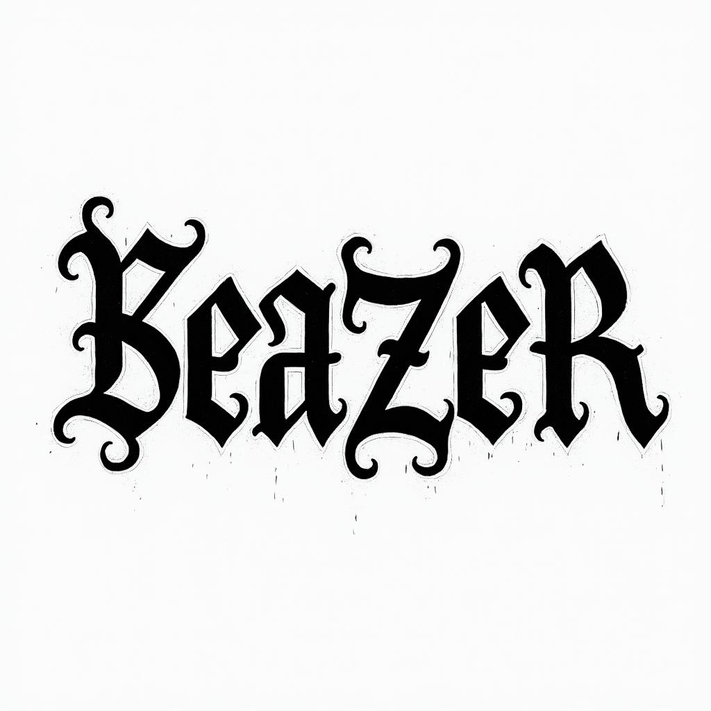 KEIZER, VIRGO, SEAFARERtext-based tattoo, gothic font ultra-realistic, perfectly placed, high-quality font design, photo-realistic shading, 8k, high quality, finely detailed typography - Variation 2
