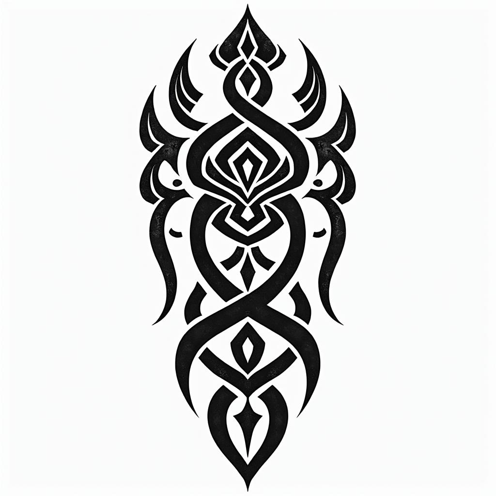 Eloy Sagittarius Mexicoin tribal tattoo style, featuring bold and black geometric shapes, curved lines, intertwine and flow seamlessly, creating a powerful and symbolic design, polynesian and maori styles - Variation 3